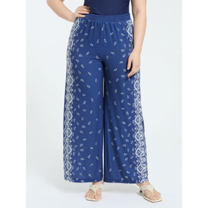 Fiorella Rubino - Pantalones Wide Leg estampado bandana - Azul