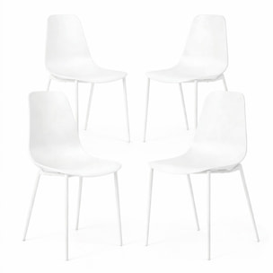 Set 4 Sedie Moderne Con Schienale Ergonomico In Polipropilene E Gambe In Metallo Cucina Sala Da Pranzo Soggiorno 87 x 53 x 49 Cm  Bianco