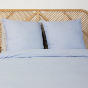 Parure de lit microfibre rayures bleu LANNA