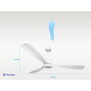 Ventilador de techo Modo Invierno/Verano Termostato Dimable Wifi Motor DC Techos Inclinados Mando a Distancia Luz tres tonos Hypersilence Memoria Vendible Shopify (AUTOMATICO) MadeiraD166C03LED64963 PURLINE