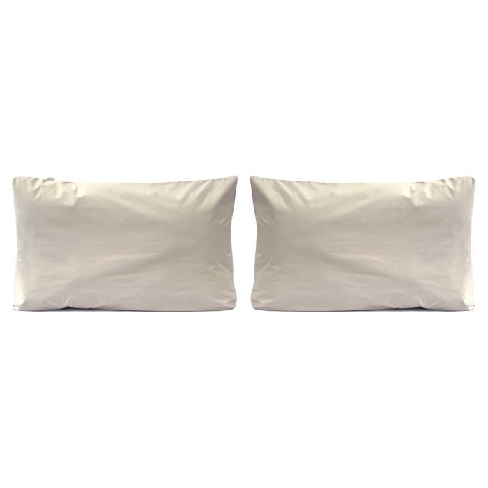 2 taies d'oreiller en 100% percale de coton organic UNI sable