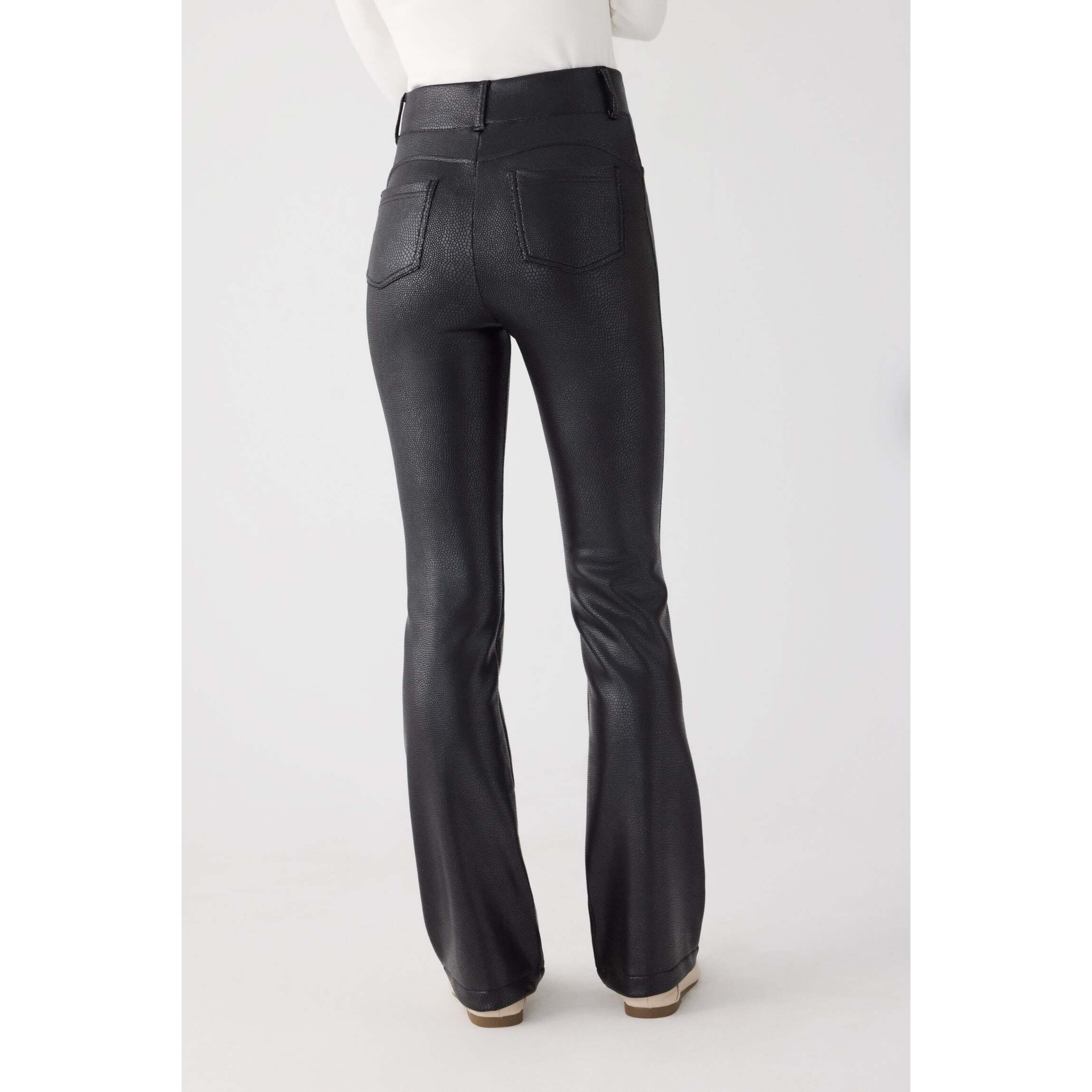 TERMICO Pantaloni effetto pelle a zampa push-up