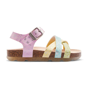 Sandalias Abiertas de Niña Hebilla Estampado Multicolor