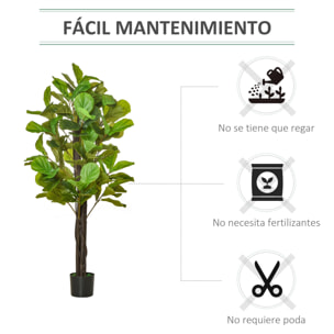 Planta Artificial Higuera en Maceta Altura 155 cm con 114 Hojas Árbol Falso Interior para Decoración Hogar Salón Dormitorio Verde