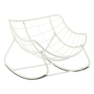 Fauteuil oeuf à bascule "Paopao" beige et blanc en acier traité en epoxy