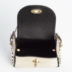 Alviano borsa a mano donna. Pelle scamosciata autentica finitura laccata lucida.