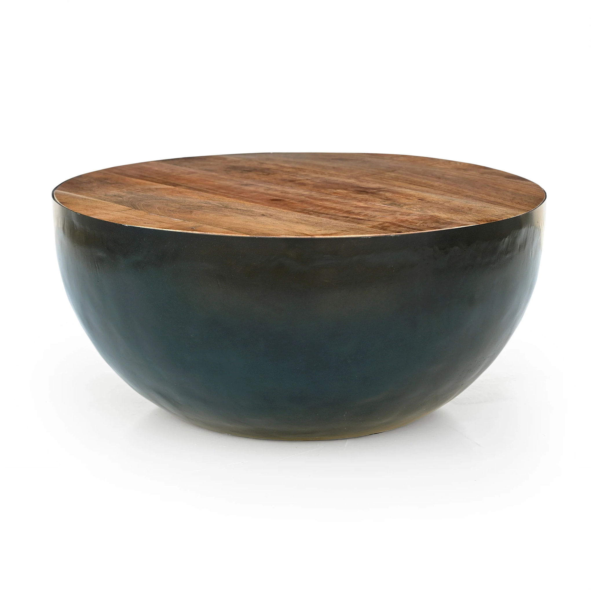 Table basse ronde en bois massif et métal D70 cm - Tajy