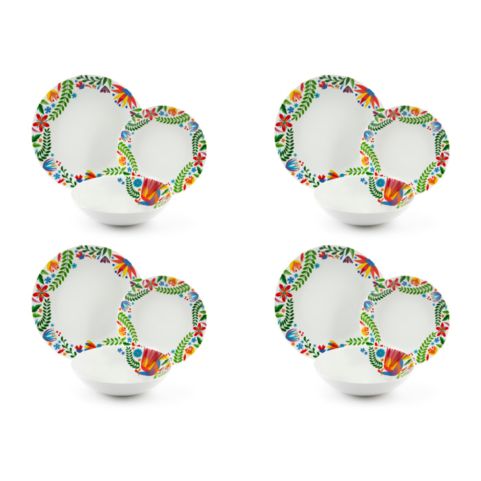 Service assiettes 12 pièces Excelsa – Fiesta, Porcelaine Multicolore