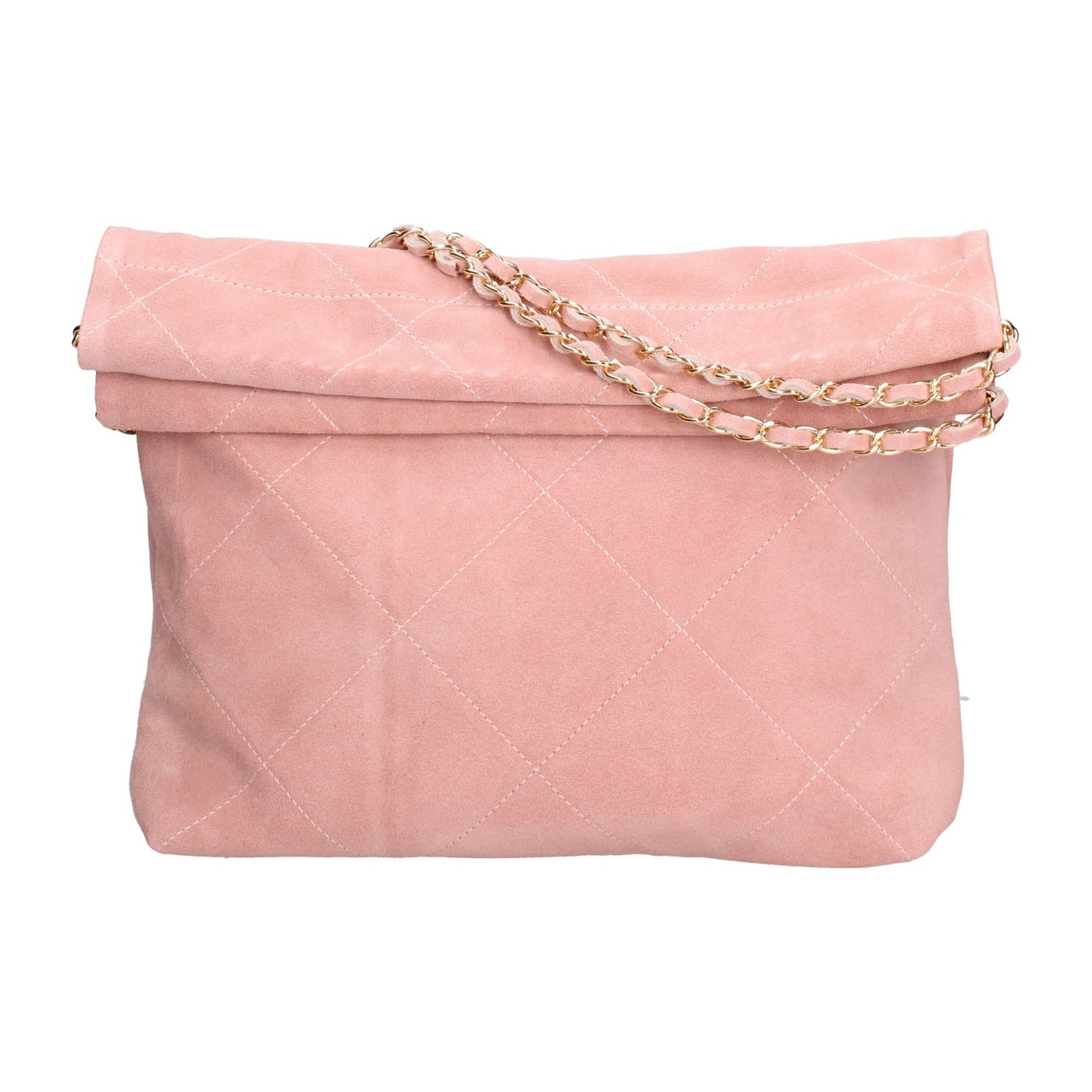 Borsa a spalla da donna Made in Italy - Modello Celeste Elite - Pelle scamosciata - 32.0 x 34.0 x 6.0 cm