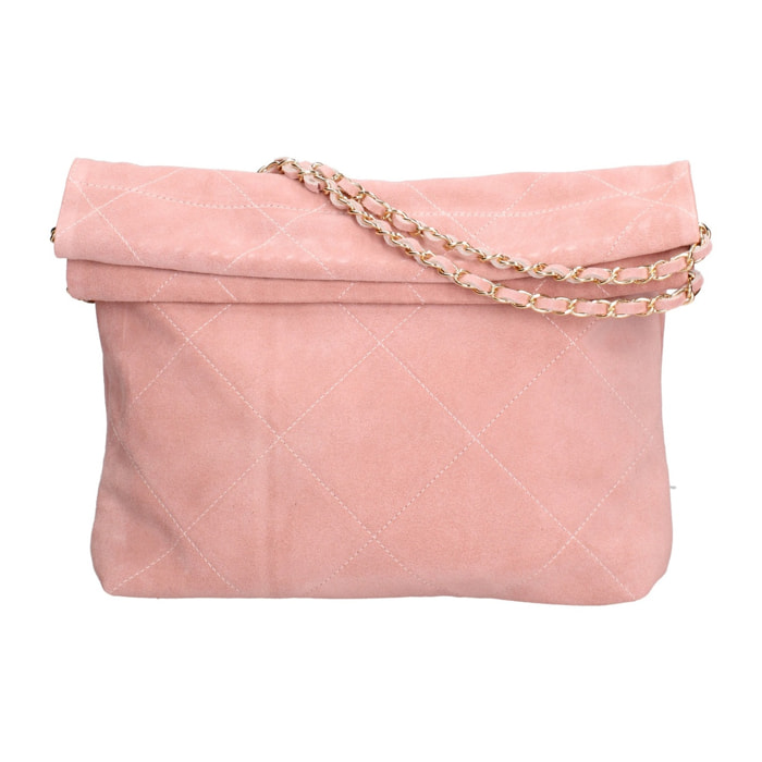 Borsa a spalla da donna Made in Italy - Modello Celeste Elite - Pelle scamosciata - 32.0 x 34.0 x 6.0 cm