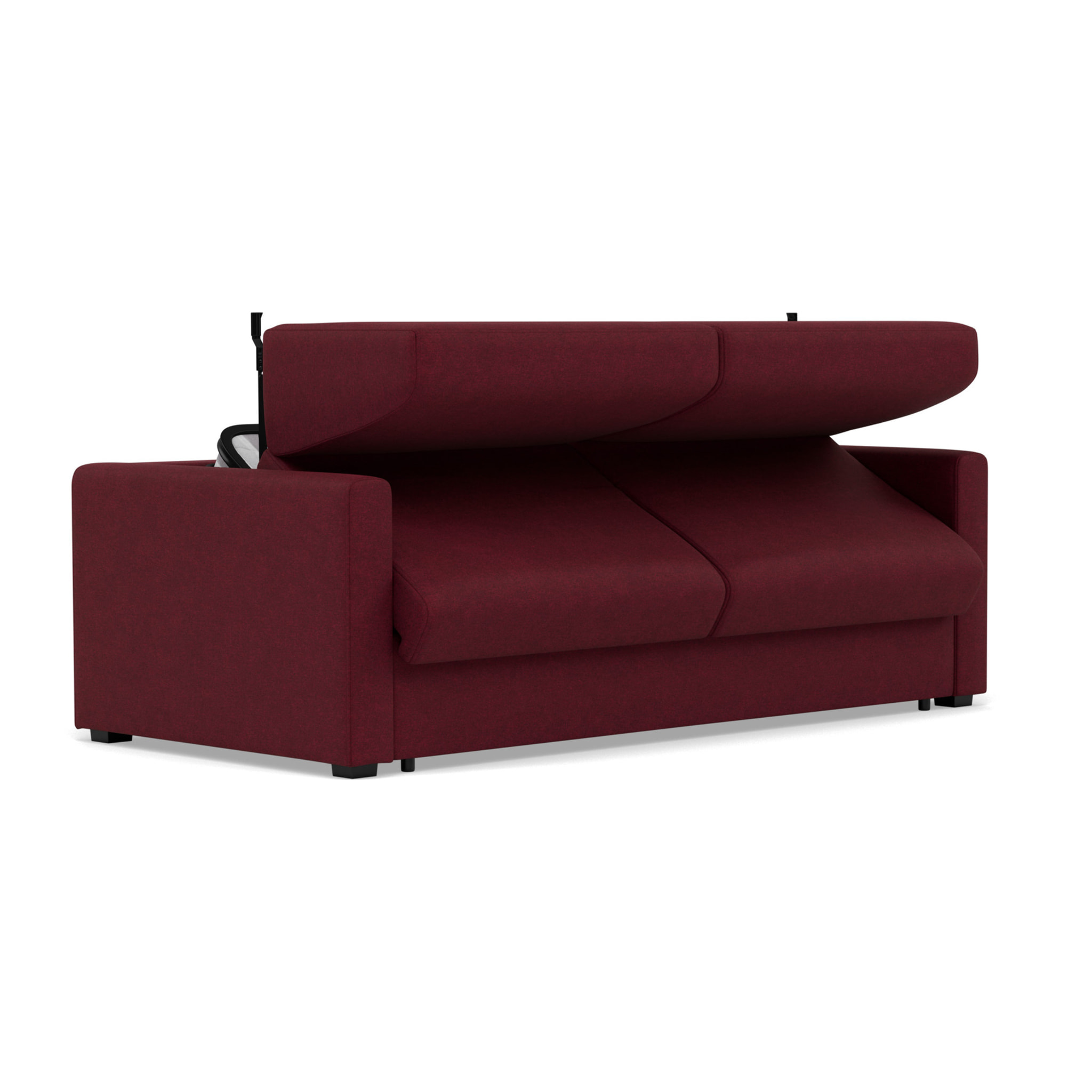 Julia - canapé 3 places convertible couchage quotidien matelas 18 cm en tissu - Prune