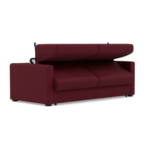 Julia - canapé 3 places convertible couchage quotidien matelas 18 cm en tissu - Prune