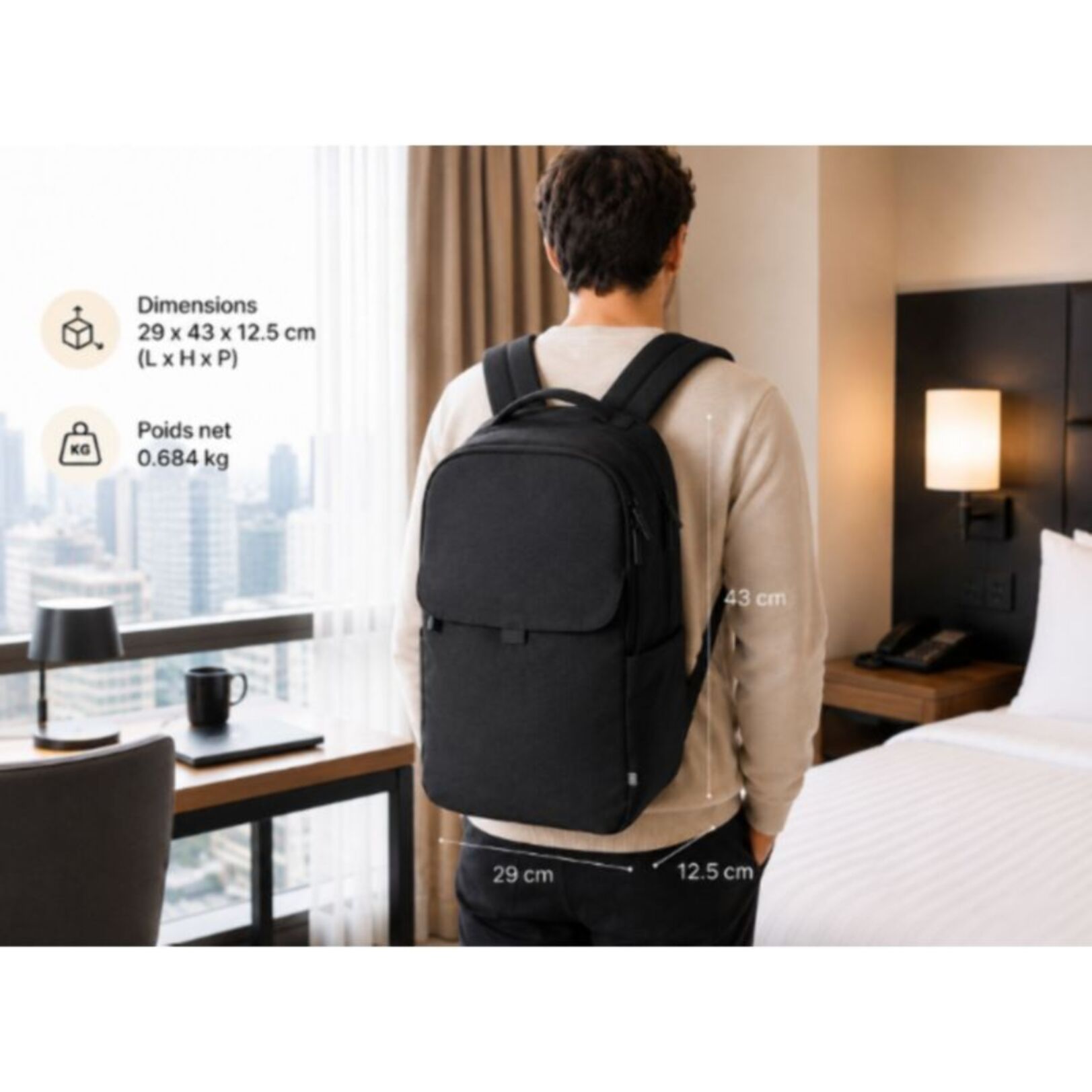 Sac à dos ESSENTIELB 16" Confort quotidien Noir