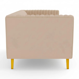 Canapé 2 places en velours beige - Gatsby