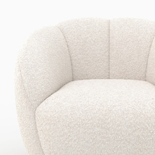 Fauteuil en tissu bouclé blanc - Ysé