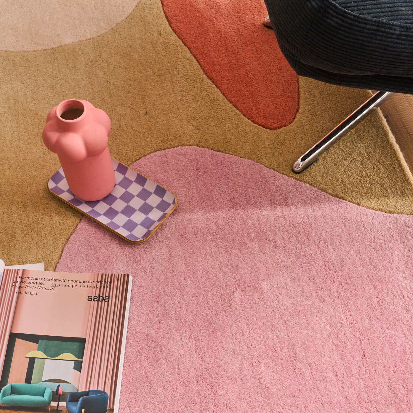 PANTONE - Tapis en laine fait main NUAGE SUCRE pastel