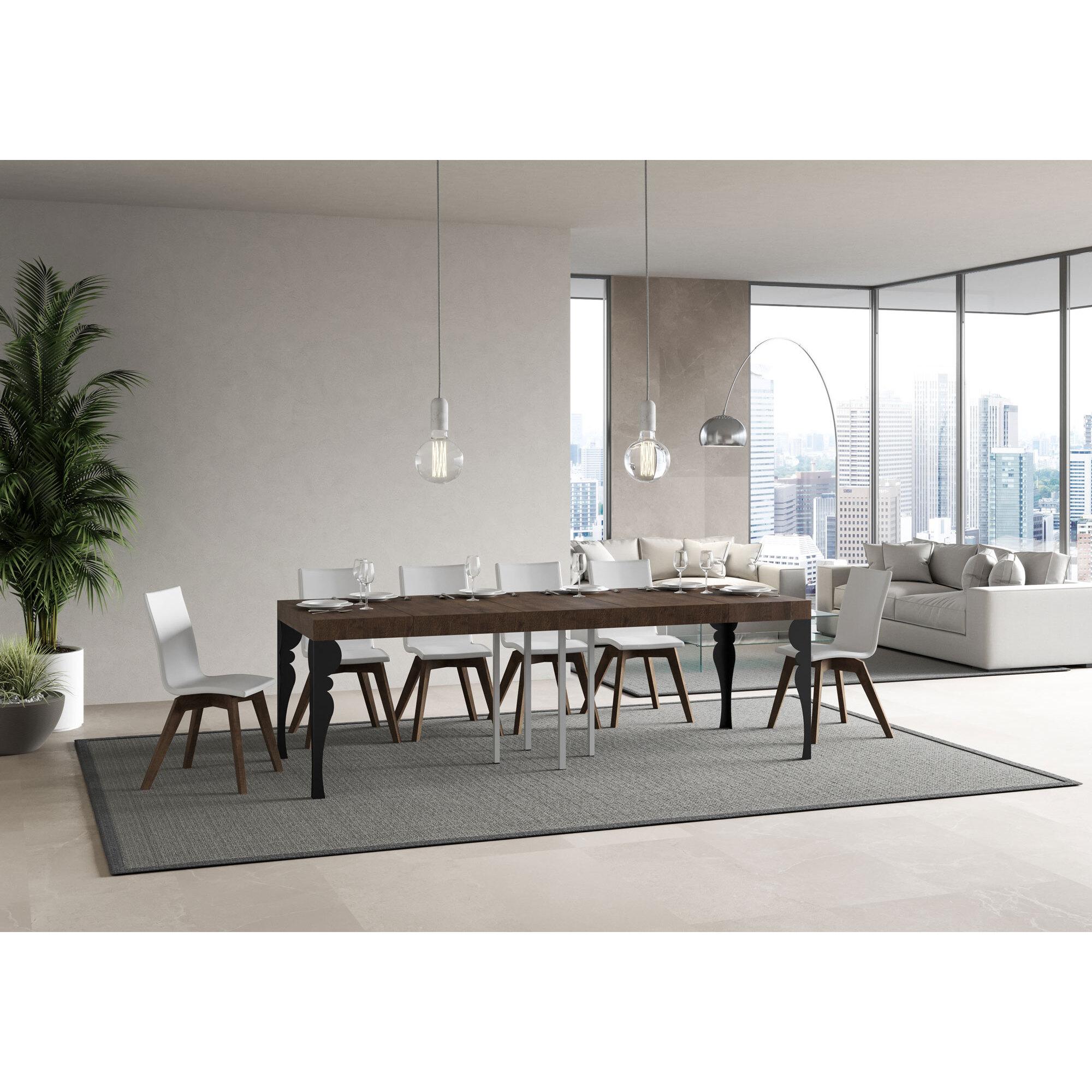 Mesa extensible 90x90/246 cm Paxon Premium Nogal estructura Antracita