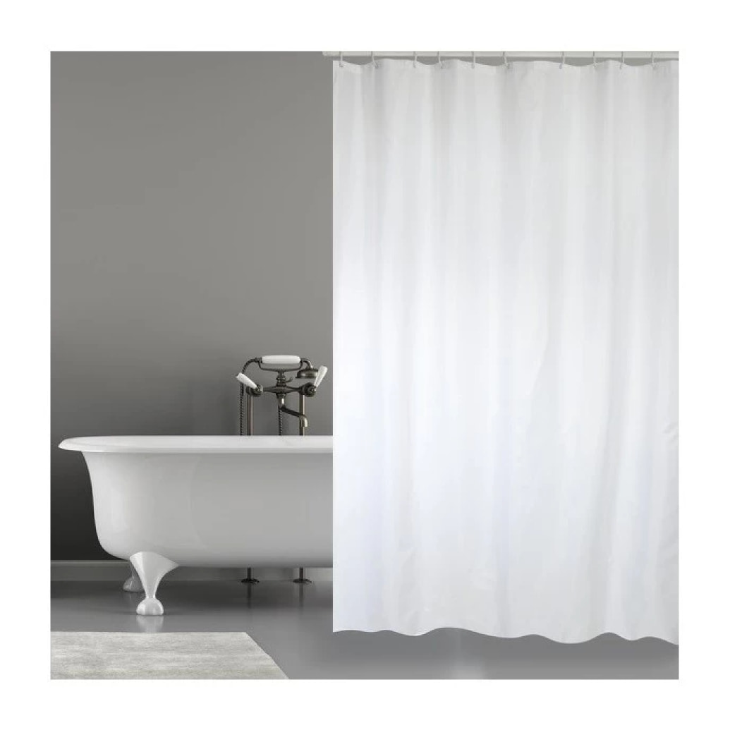Rideau de douche Polyester 180x200cm Blanc - Anneaux inclus MSV
