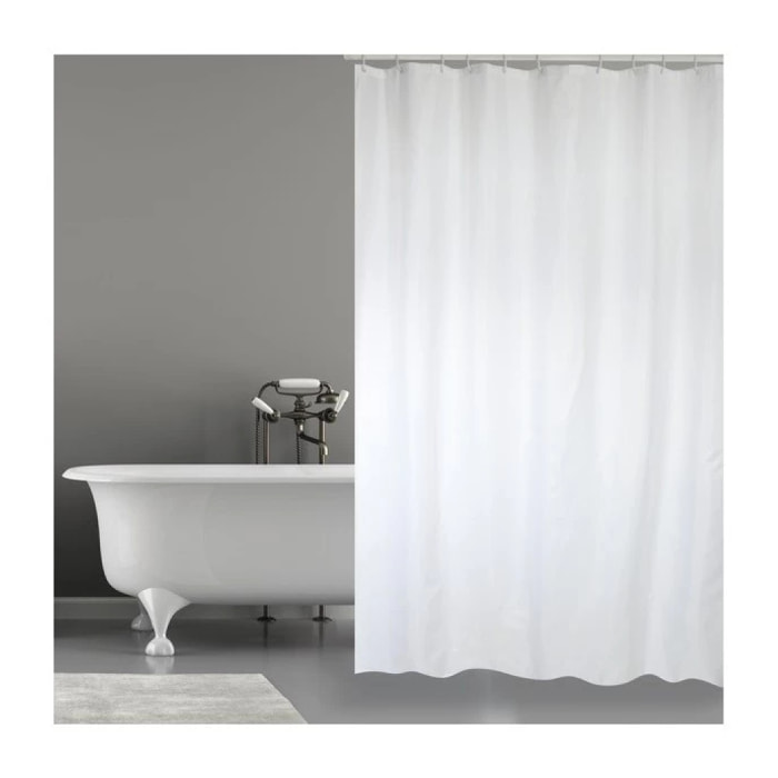 Rideau de douche Polyester 180x200cm Blanc - Anneaux inclus MSV