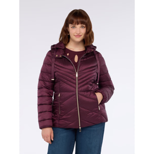 Fiorella Rubino - Plumífero acolchado con diseño chevron y capucha - Burgundy