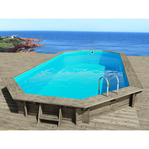 Piscine bois " Sevilla 145 " - 8.57 x 4.57 x 1.45 m + Pompe à chaleur pour piscine 6 kw/h inverter "PowerLine by Hayward" - Noir