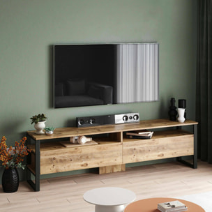 Mobile porta TV Dpirozz, Credenza da soggiorno, Armadio basso per TV, Base parete attrezzata, 180x36h56 cm, Quercia