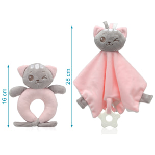 SET DOUDOU Y SONAJERO GATITO ROSA