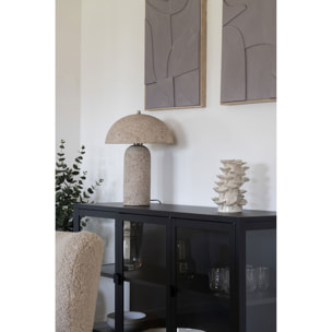Scultura decorativa in gres beige a forma di funghi sovrapposti 18×15×24 cm