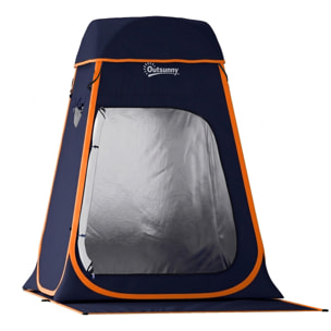 Tente de douche camping pop up toit amovible polyester bleu foncé