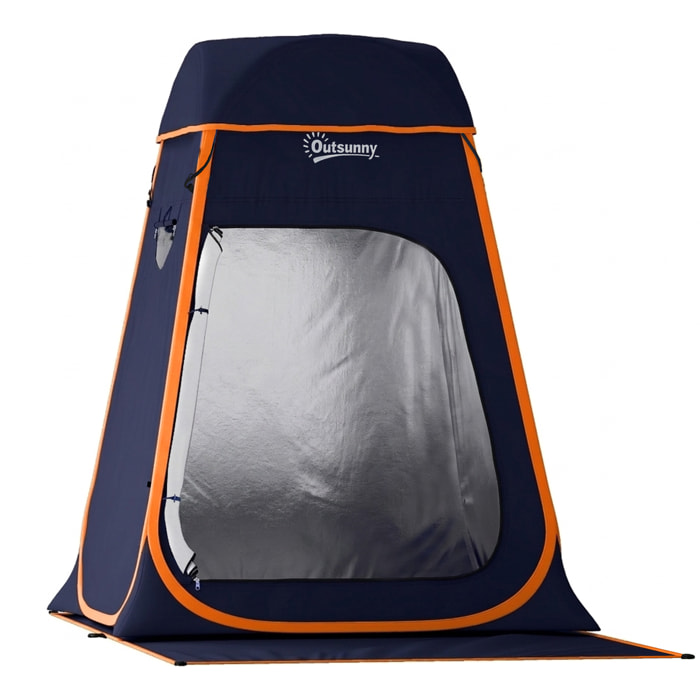 Tente de douche camping pop up toit amovible polyester bleu foncé
