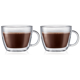 BISTRO: Set 2 tasses à café latte, double paroi, avec anse, 0.45 l 0.45 L