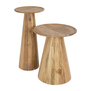 Bout de canapé en bois acacia – pied conique (lot de 2) MELBOURNE