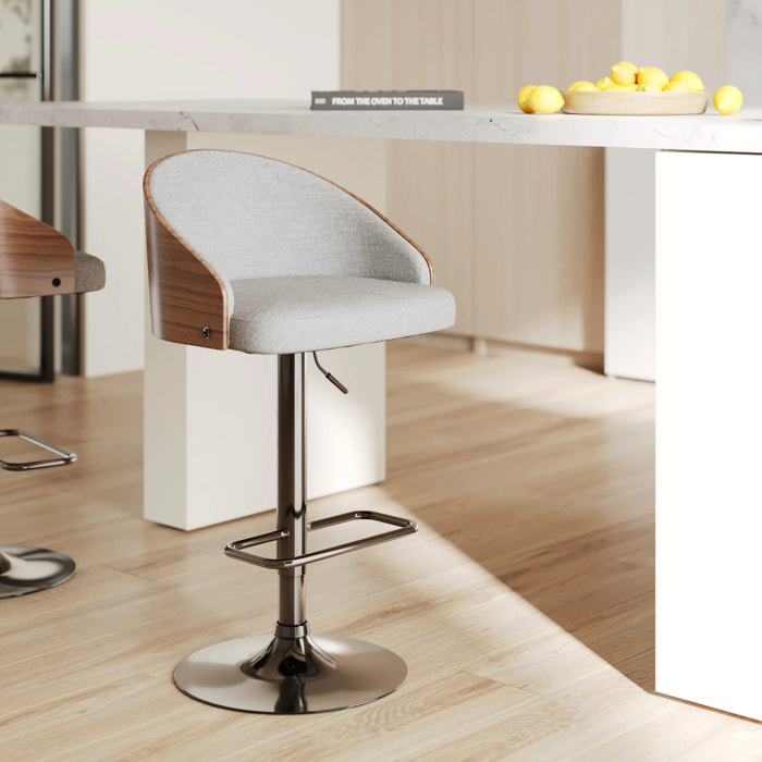 Chaise de bar réglable 63/84 cm en tissu gris clair - Carmelo