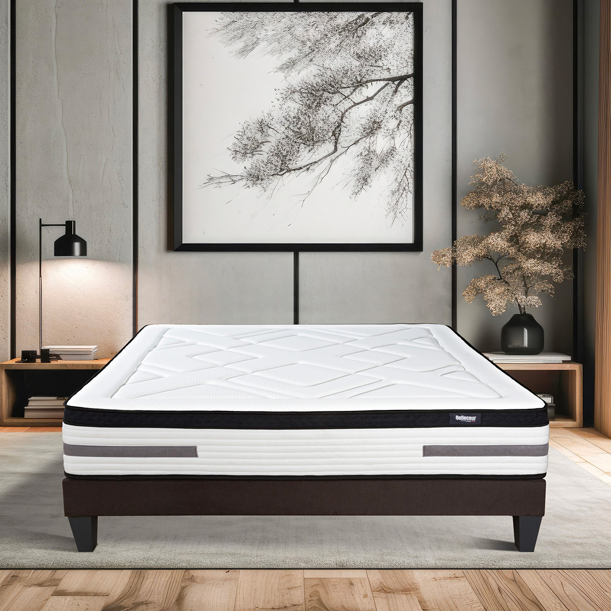 Matelas Hybride Bellevue, Soutien Ferme, 24 cm, Ressorts Ensachés & Mémoire de Forme