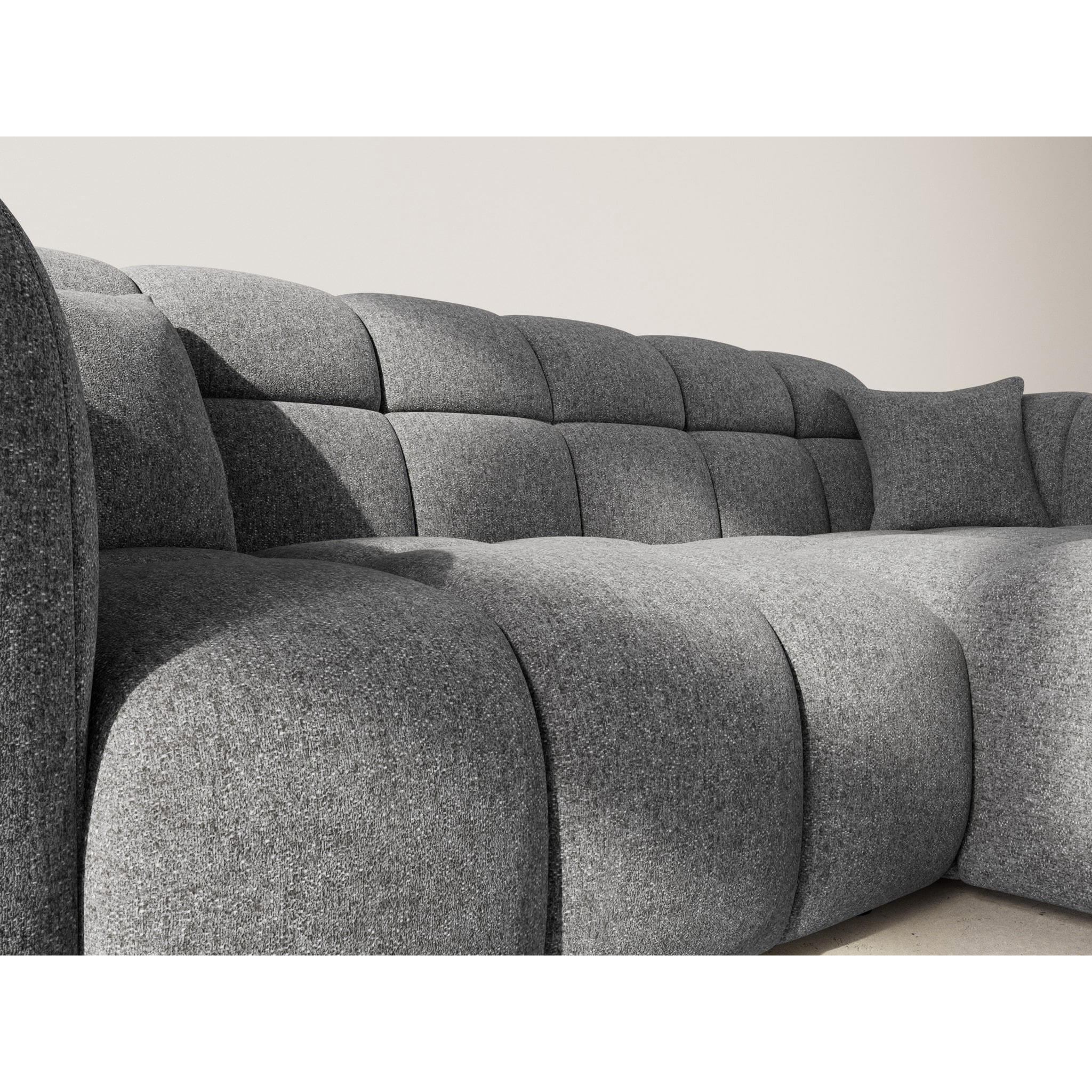 Mini Ray - Canapé d'angle droit 4 places en tissu texturé - Gris Anthracite