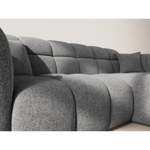 Mini Ray - Canapé d'angle droit 4 places en tissu texturé - Gris Anthracite