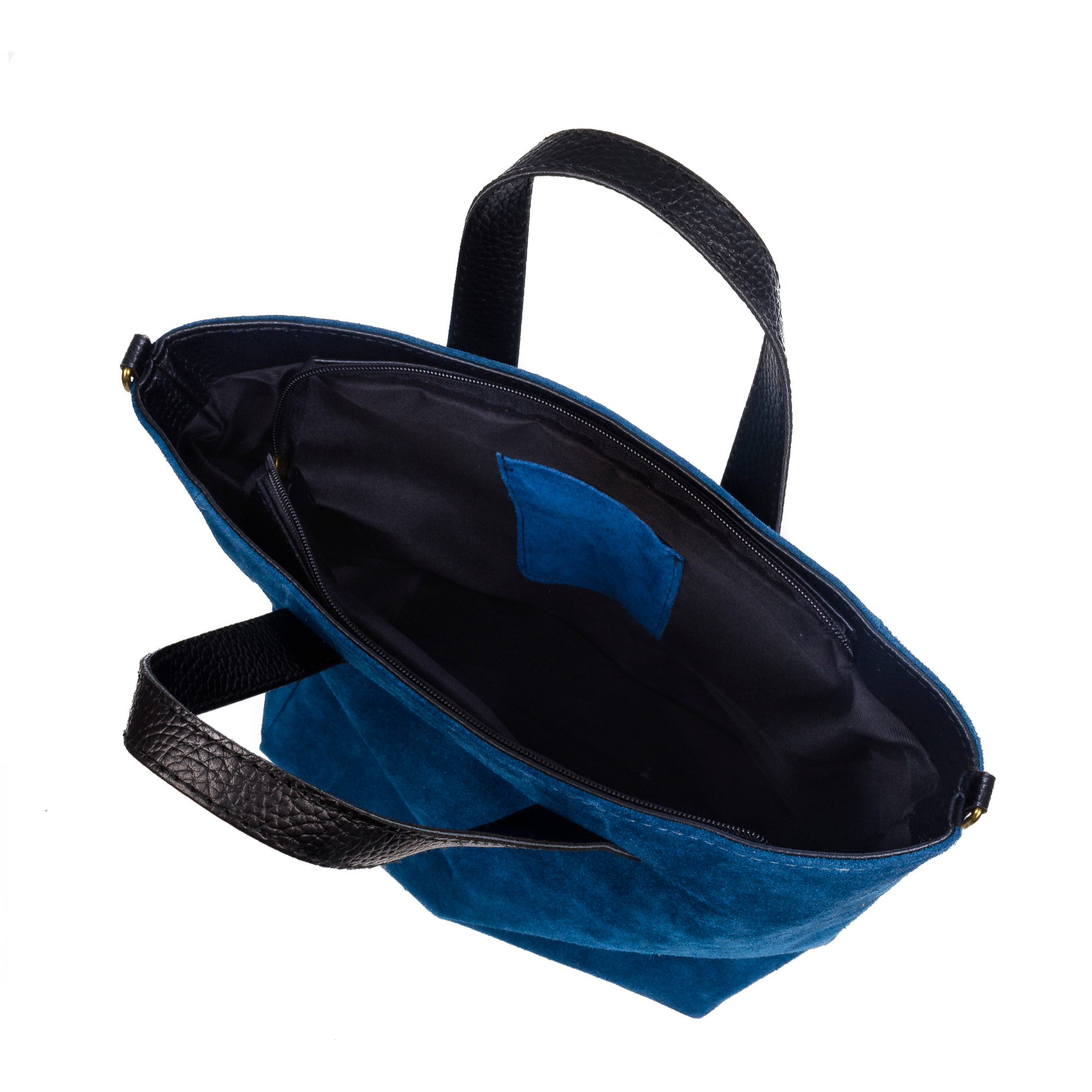 FIRENZE ARTEGIANI Cassandra Borsa tote da donna Vera pelle scamosciata Made in Italy 34x14x22 Cm. Colore blu