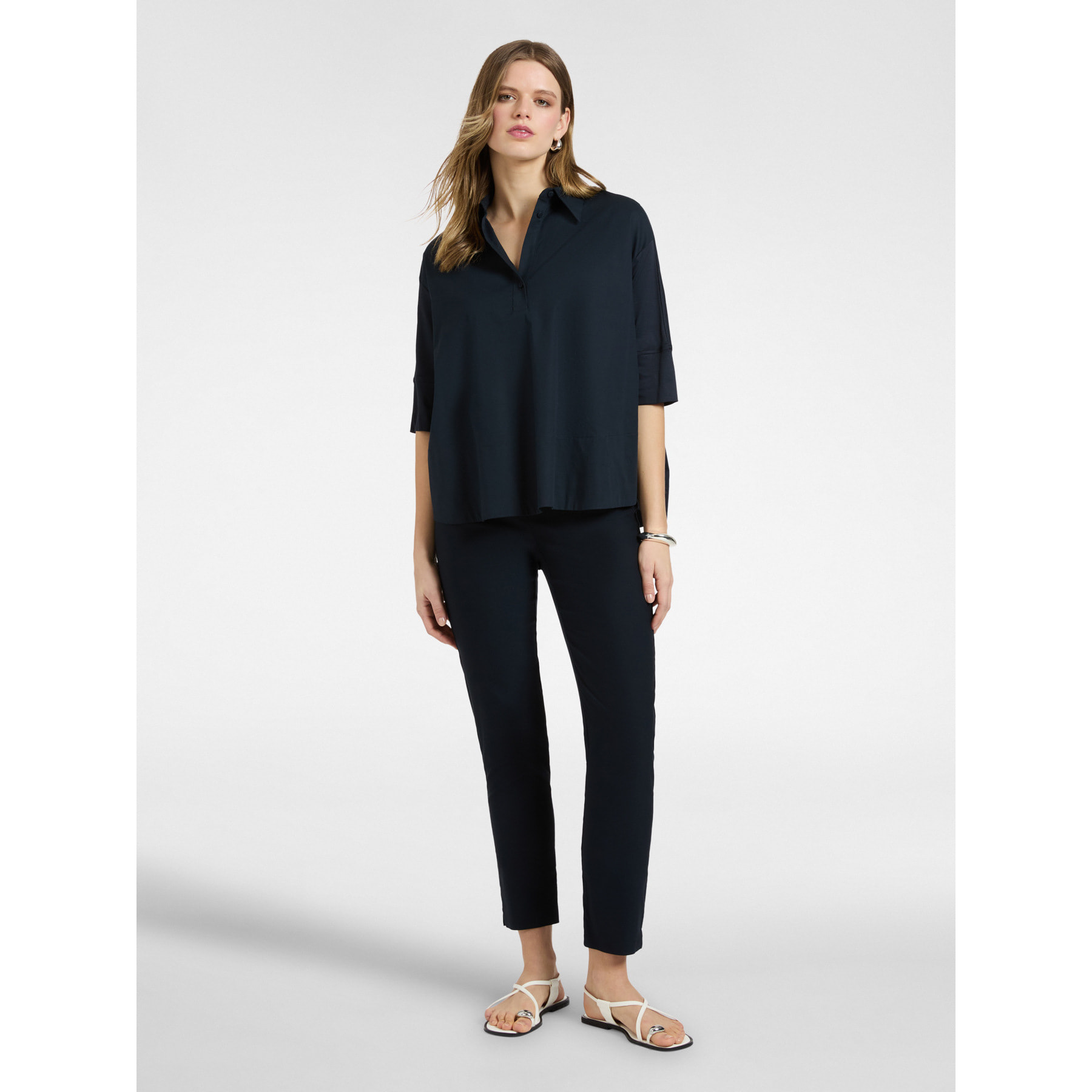 Elena Mirò - Blusa boxy con maniche a tre quarti - Blu