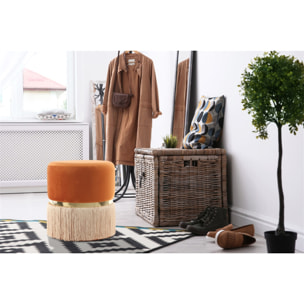 Pouf Rebecca Arancione e Oro con Frange
