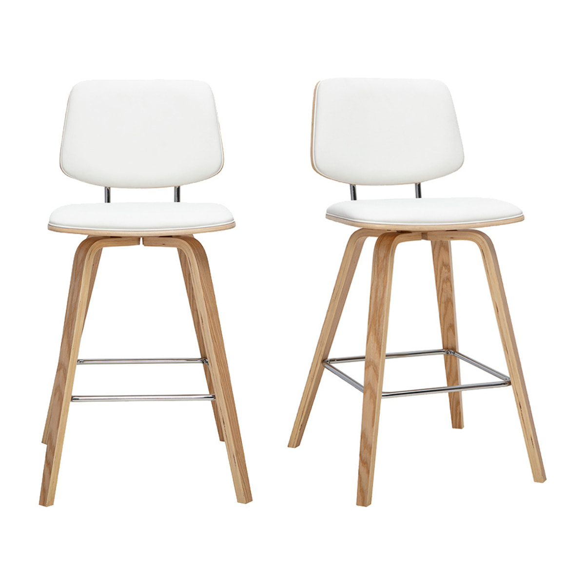 Tabourets de bar blancs et bois clair H66 cm (lot de 2) SEGUR