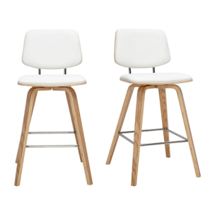 Tabourets de bar blancs et bois clair H66 cm (lot de 2) SEGUR