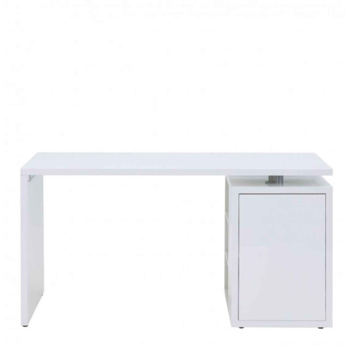 Bureau avec rangement blanc laqué moderne - BROOK