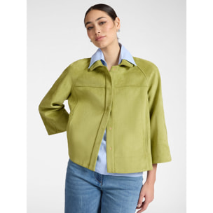 Elena Mirò - Chaqueta cuadrada de tejido suave - Verde claro