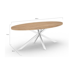 Table repas ovale pieds spider - Bois - Blanc