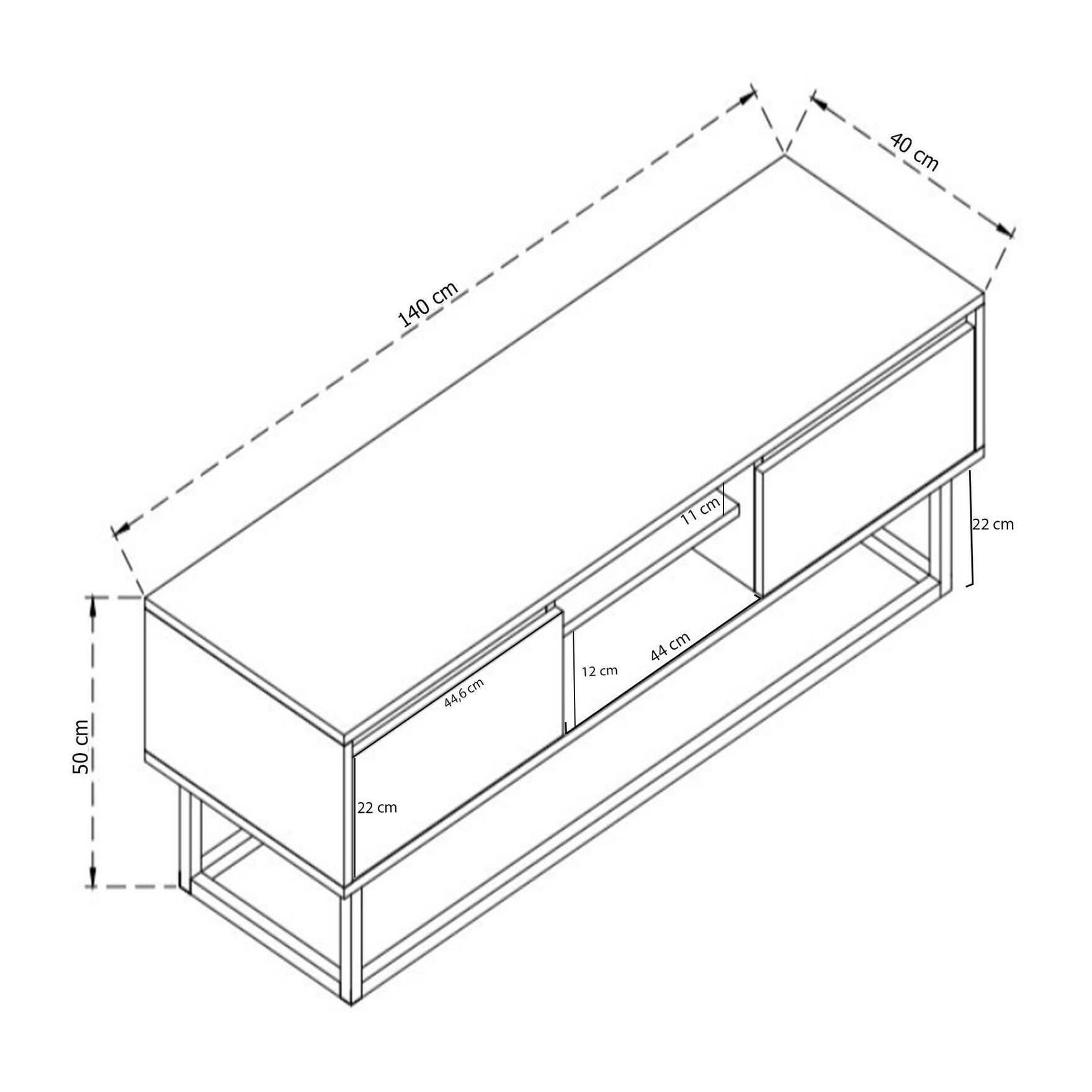 Mobile porta TV Dpirol, Credenza da soggiorno, Armadio basso per TV, Base parete attrezzata, 140x40h50 cm, Nero e Quercia