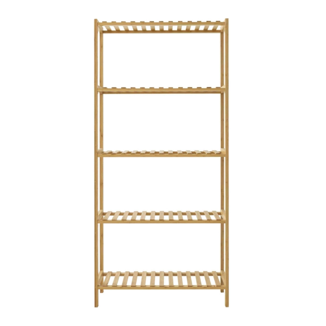 Scaffale 5 ripiani in bambù con laterali bianchi 60x26x130 cm