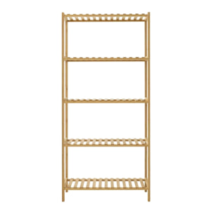 Scaffale 5 ripiani in bambù con laterali bianchi 60x26x130 cm