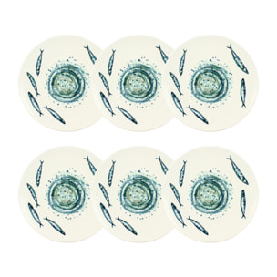 Lot de 6 assiettes plates 27cm SARDINE
