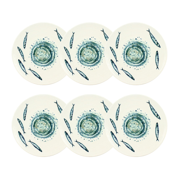 Lot de 6 assiettes plates 27cm SARDINE