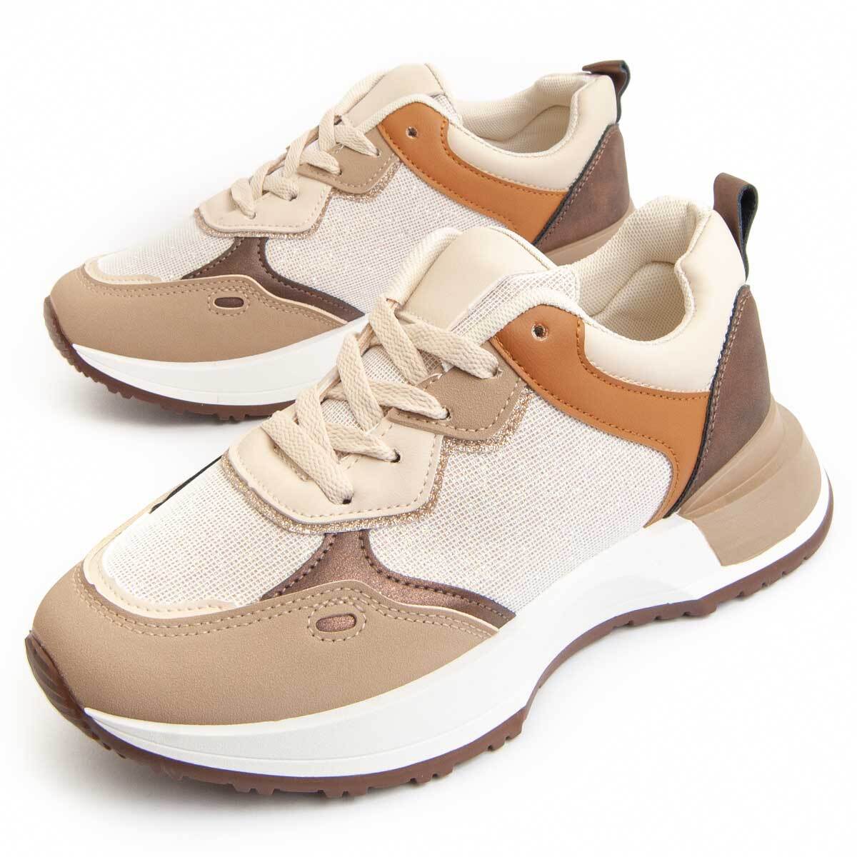 Sneaker De Plataforma - Beige - Altura: 3 Cm